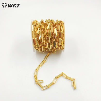 WT-BC221 Big Wide Hand Made Brass With 18k Real Gold Plated Resist Tarnishable Link Chain for Women Jewelry Design