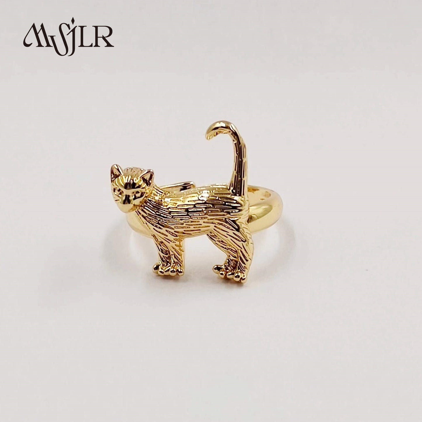 WKT-MVR051 Popular Punk Style European and American Cat Shaped 18k Gold Handpiece Ring Female Open Ring