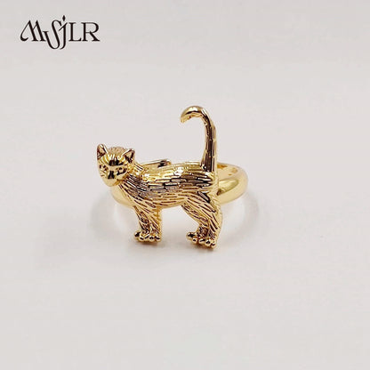 WKT-MVR051 Popular Punk Style European and American Cat Shaped 18k Gold Handpiece Ring Female Open Ring