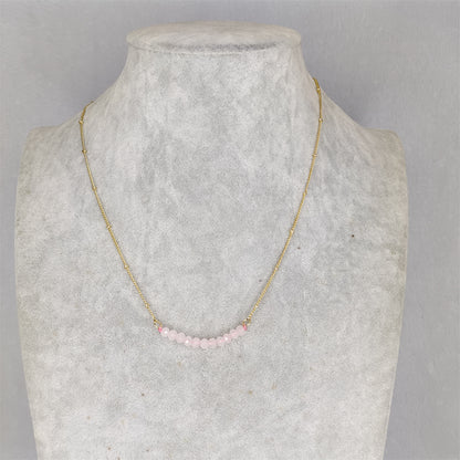BFN018 Fashion 16 Inch Long White Crystal Tourmaline Pearl Amethysts Healing Crystal Rose Quartz Beads Necklace Chain Necklace