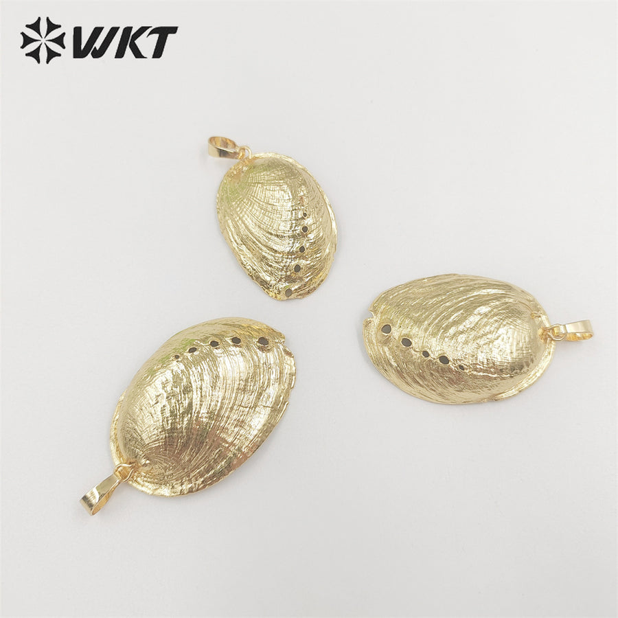 WT-JP316 Newest 18K Full Gold Dipped Natural Abalone Shell Pendant Silver Plated Resist Tarnishable Shell Jewelry Pendant