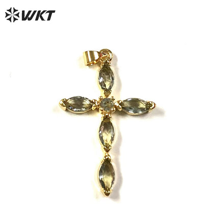 WT-MP245 Elegant Temperament Pendant Cross Water Drop Pendant Texture Jewelry Necklace Accessories Cubic Zircon Pendant