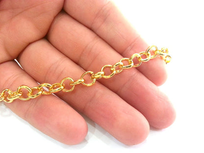 WT-BC014 18K Gold Plated Brass Rolo Chain 8mm