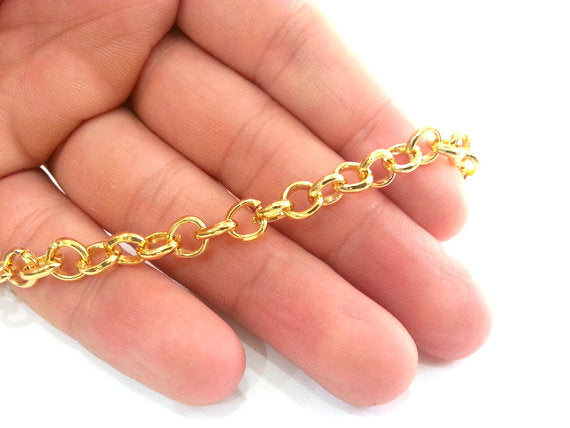 WT-BC014 18K Gold Plated Brass Rolo Chain 8mm