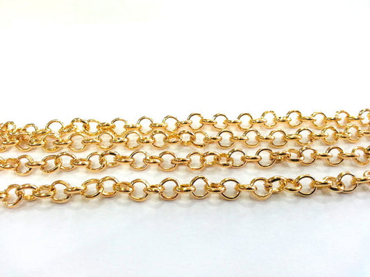 WT-BC014 18K Gold Plated Brass Rolo Chain 8mm