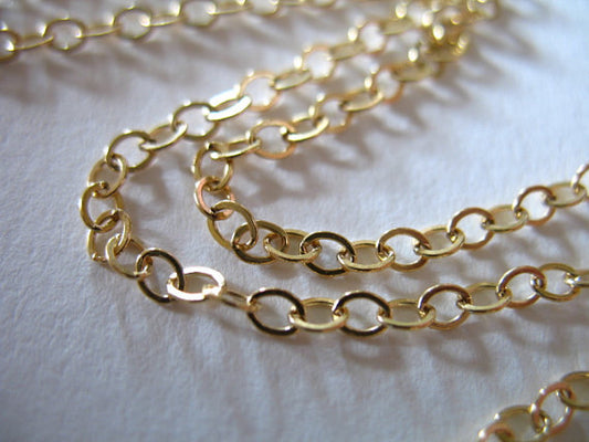 WT-BC030 24k Gold Plated Brass Cable Chain, Jewelry Chains, 3x2.4 mm