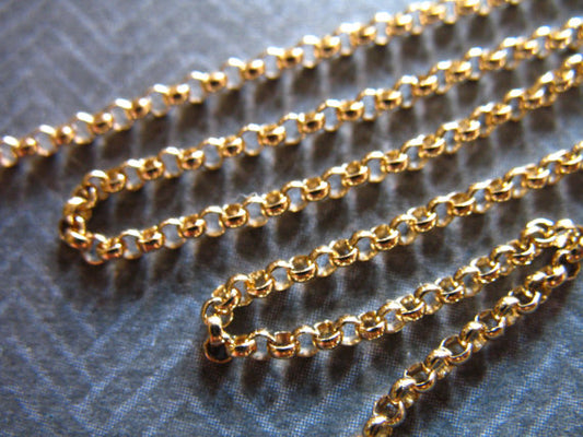 WT-BC029 ROLO Chain by the Foot, 1.5 mm 14k Gold Filled Rolo, Bulk Unfinished Chain