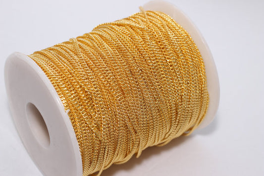 WT-BC073 0.5MM Wholesale Faceted Gold Chain,Fashion Jewelry Supply Faceted Curb Layered Brass Chain