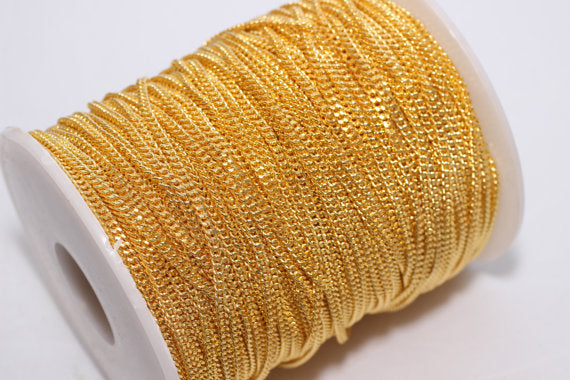 WT-BC073 0.5MM Wholesale Faceted Gold Chain,Fashion Jewelry Supply Faceted Curb Layered Brass Chain
