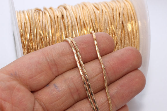 WT-BC074 1.2mm Wholesale Fashion Snake Gold Plated Brass Chain,High Quality Snake Gold Chain for Jewelry Making
