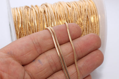 WT-BC074 1.2mm Wholesale Fashion Snake Gold Plated Brass Chain,High Quality Snake Gold Chain for Jewelry Making