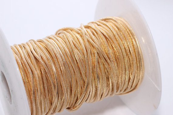 WT-BC074 1.2mm Wholesale Fashion Snake Gold Plated Brass Chain,High Quality Snake Gold Chain for Jewelry Making