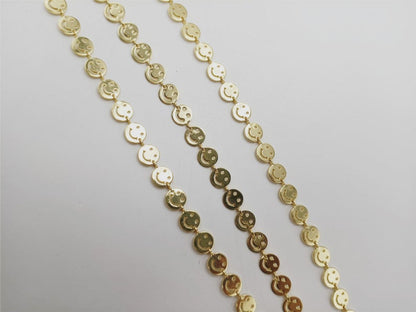 WT-BC163 18K Gold Happy Face Chain by Meter Gold Smile Face Chain Necklace Choker Happy Faces Jewelry Findings Chain