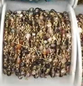WT-RBC207 Wholesale Fashion Gold Electroplated Colorful Natural Gemstone Beads Chain Handmade Stone Made Rosary Beads Chain