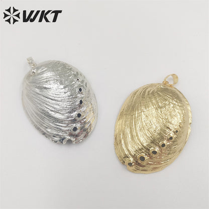 WT-JP316 Newest 18K Full Gold Dipped Natural Abalone Shell Pendant Silver Plated Resist Tarnishable Shell Jewelry Pendant