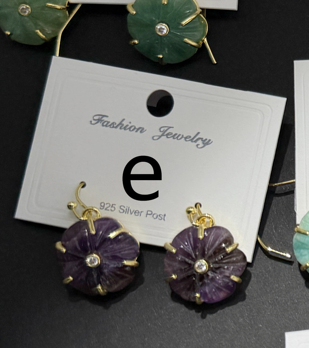 WT-E799 Popular Sale Gold Plated Zircon And Multi Natural Gemstones Flower Shape Pendant Earrings As Women Birthday Gifts