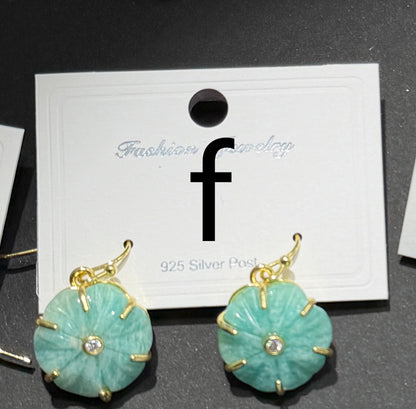 WT-E799 Popular Sale Gold Plated Zircon And Multi Natural Gemstones Flower Shape Pendant Earrings As Women Birthday Gifts