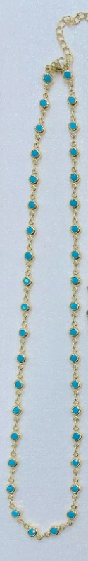 WT-JFN72 Trendy Elegant Style Gold Plated Natural Turquoise Chain Necklaces Bracelets With Different Size For Women Gift Jewelry