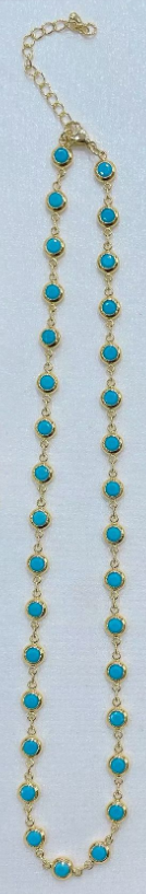 WT-JFN72 Trendy Elegant Style Gold Plated Natural Turquoise Chain Necklaces Bracelets With Different Size For Women Gift Jewelry