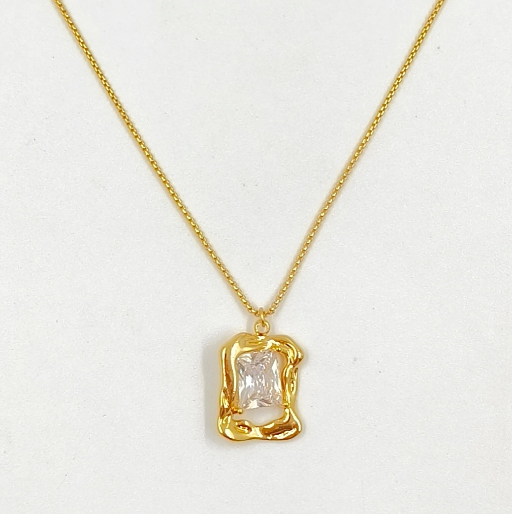 WT-JFN73 One Set Sales Sparkling Simple Design Gold Electroplated Zircon Necklace And Earrings For Women Luxury Jewelry