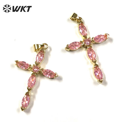 WT-MP245 Elegant Temperament Pendant Cross Water Drop Pendant Texture Jewelry Necklace Accessories Cubic Zircon Pendant