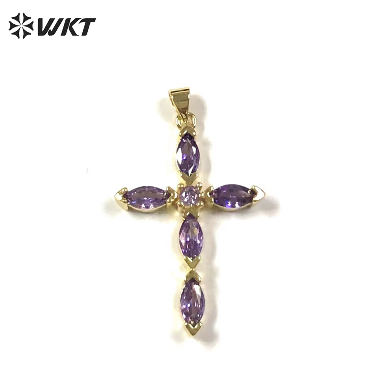 WT-MP245 Elegant Temperament Pendant Cross Water Drop Pendant Texture Jewelry Necklace Accessories Cubic Zircon Pendant