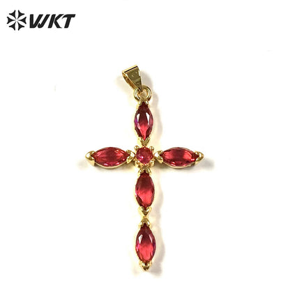 WT-MP245 Elegant Temperament Pendant Cross Water Drop Pendant Texture Jewelry Necklace Accessories Cubic Zircon Pendant