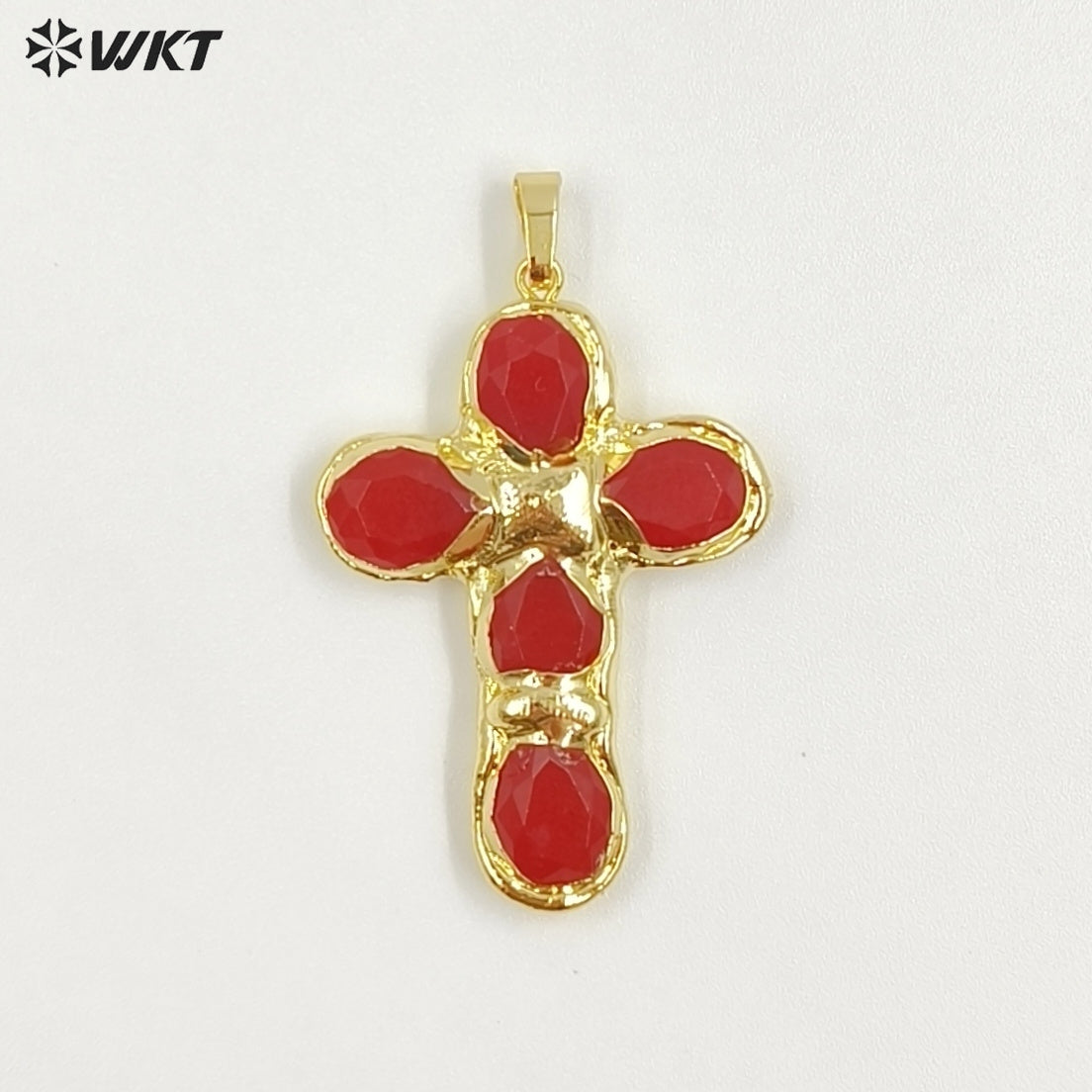 WT-P2045 Popular Sale Back Full Gold Electroplated Turquoise Natural Gemstones Cross Pendants As Fashion Necklace DIY Findings